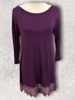 Emerald Mini Dress Tunic In Purple Size Small